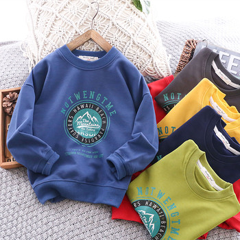 Children's round neck sweater 2022 spring and autumn baby boy cotton printed sweatshirt big boy casual pullover top