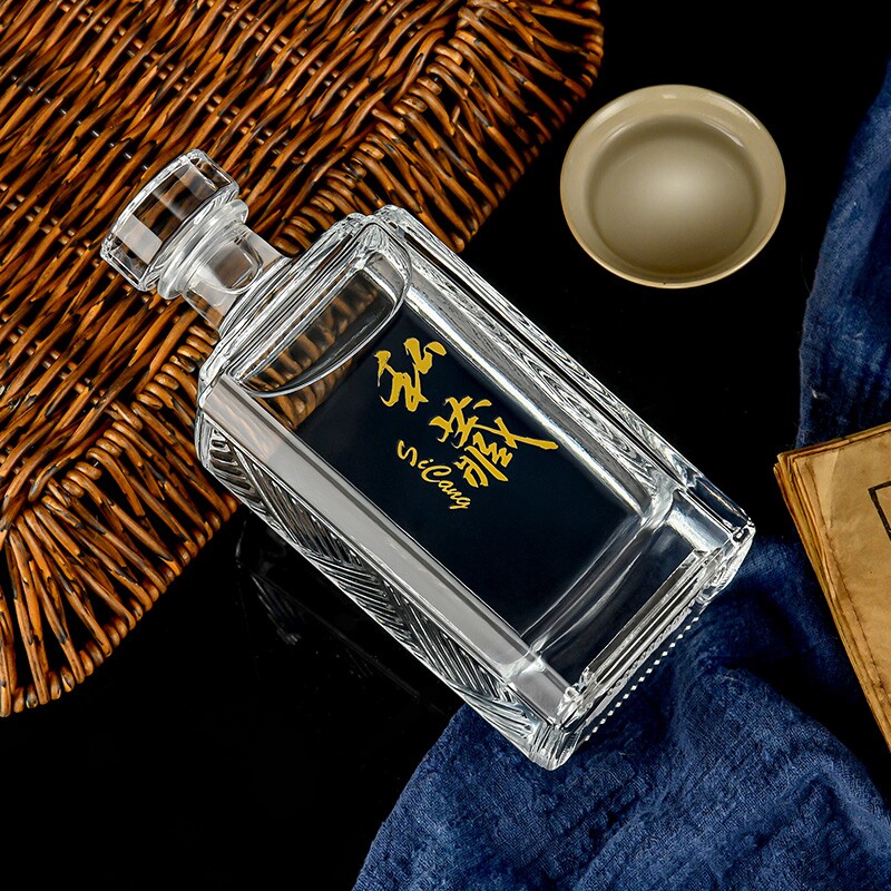 白酒（中国酒）用の空のガラス瓶、食品グレードのガラス、家庭用瓶詰め・醸造用、鉛フリーのガラス製水差し、密閉保存瓶。