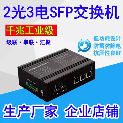 Industrial grade Gigabit fiber optic switch sfp 2 optical 3 Electric industrial grade fiber optic transceiver rail type IP40