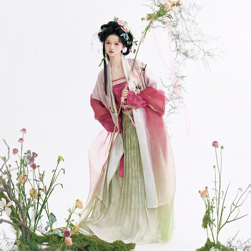 Tanshange [Yizhichun] Song Dynasty Original Hanfu Women's Chinese Style Spring and Summer New Peach Green Pleated Skirt