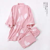 Spring Summer Lady Pure Cotton Pyjamas Double Layer Gauze Short Sleeve Long Pants Day Family Residence Suit Sweaty Steam Bath Clothes Big