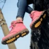Giày da châu Âu và Hoa Kỳ Martin ủng nữ ủng hộ xu hướng đi bộ đường dài ngoài trời - Giày ống boot trắng Giày ống