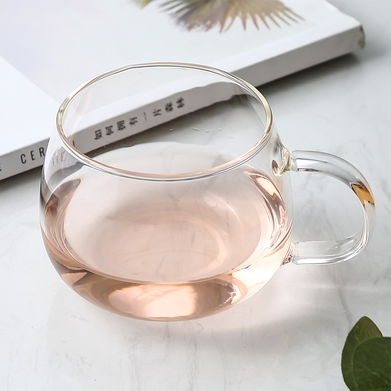 Thickened flower tea cup Glass small tea cup Tea cup Kung Fu tea with heat-resistant belt Transparent glass tea cup