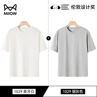 [Короткие рукава — отличный набор из двух предметов] Цвет слоновой кости + дымчато-серый