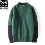 Зеленый утепленный зимний трендовый удерживающий тепло свитер, высокий воротник, коллекция 2021, в корейском стиле