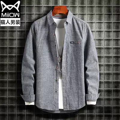 MiiOW cat man long sleeve shirt coat 2021 new trend loose autumn and winter thin coat wear shirt