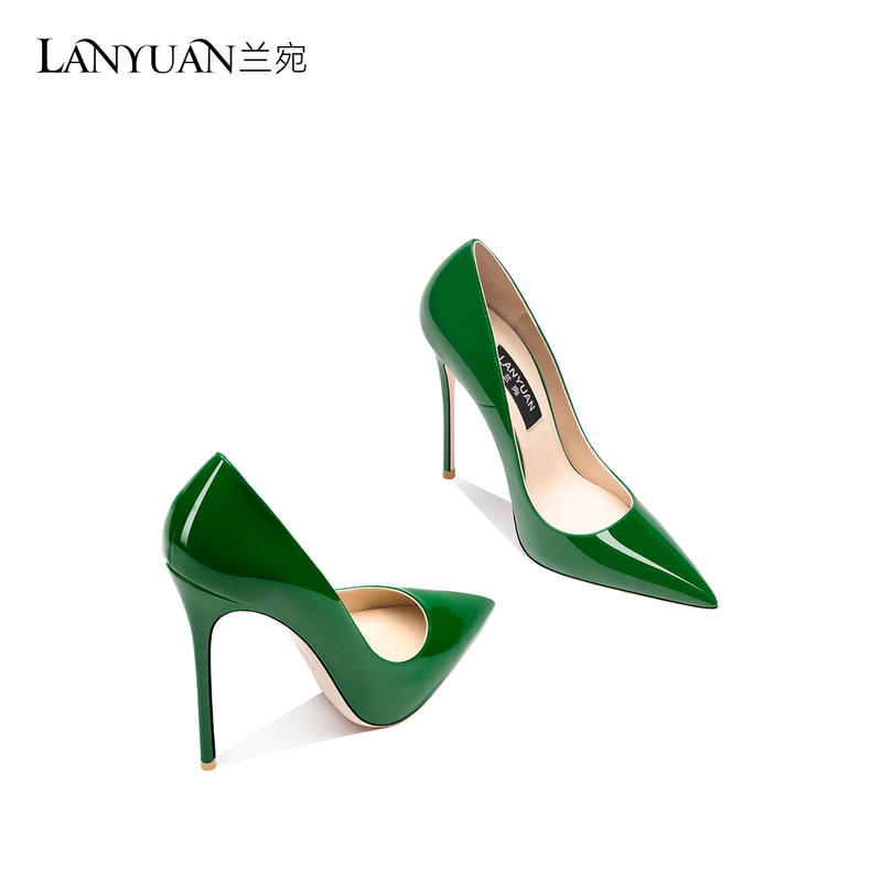 Beautiful High-Heeled Shoes for Women 2024 New Spring and Autumn Ultra-Thin Heel Design Niche Elegant Pointed Toe Green Single Shoes 12cm