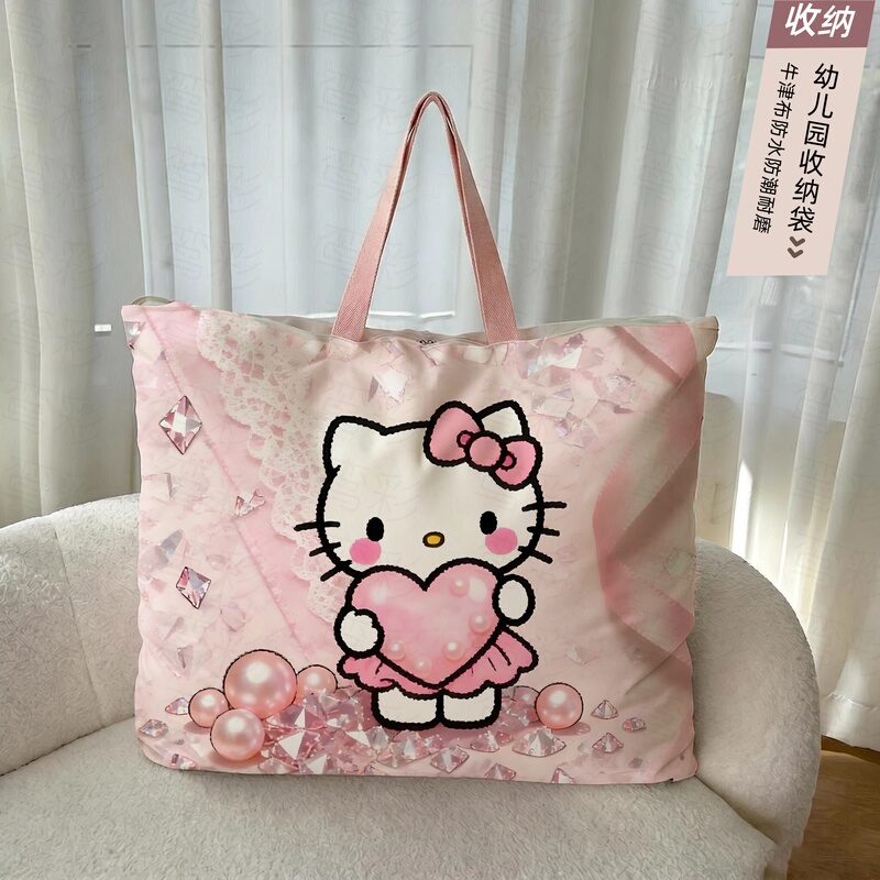 Hello Kitty Printed Large-Capacity Cute Student Tote Bag Storage Bag Quilt Storage Bag Travel Moisture-Proof