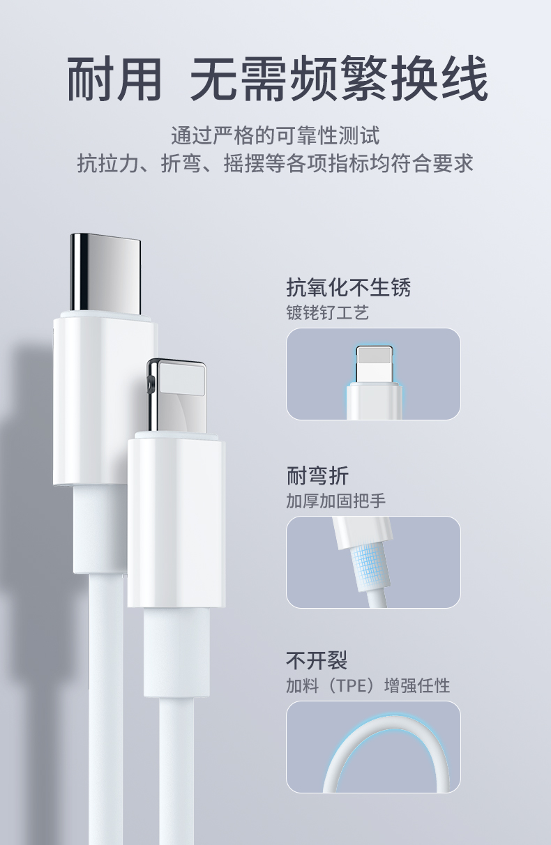 苹果18W数据线快充PD充电器充电头