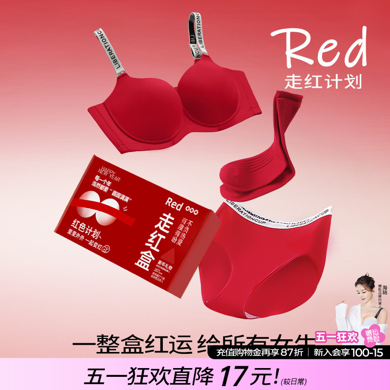 Red Lingerie Set for Women in Their Zodiac Year, Wedding Bride, Large Bust Minimizing Bra, Plus Size Bra
