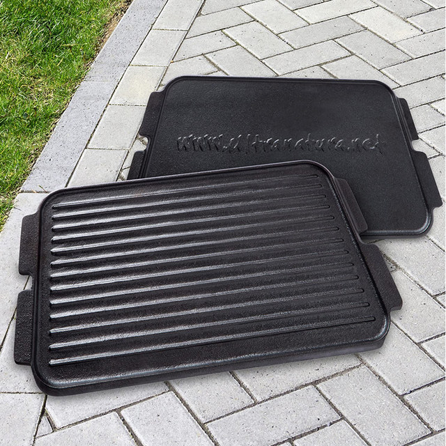 Teppanyaki Plate Cast Iron Household Outdoor Rectangular Barbecue Pot Steak Octopus Barbecue Double-Sided Barbecue Plate Gas Stove