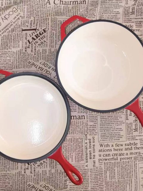 Thickened Cast Iron Baking Pot, Stew Pot, Soup Pot, Dual-Purpose Pot, Non-Coated Enamel Cast Iron Pot, Same Model as Luoji, for Oven Use