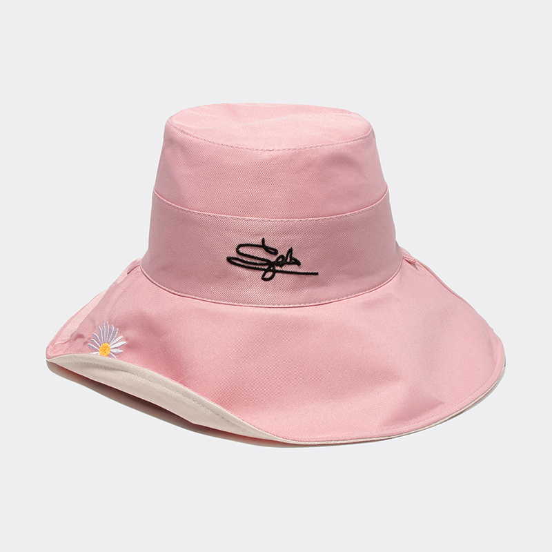 (DAISY) Pink And Beige With Windbreak Brim 11CmInternet celebrity Fisherman hat summer solar system veil Korean version tide sunshade Big edge Sunscreen Sun hat two-sided Hat female spring and autumn