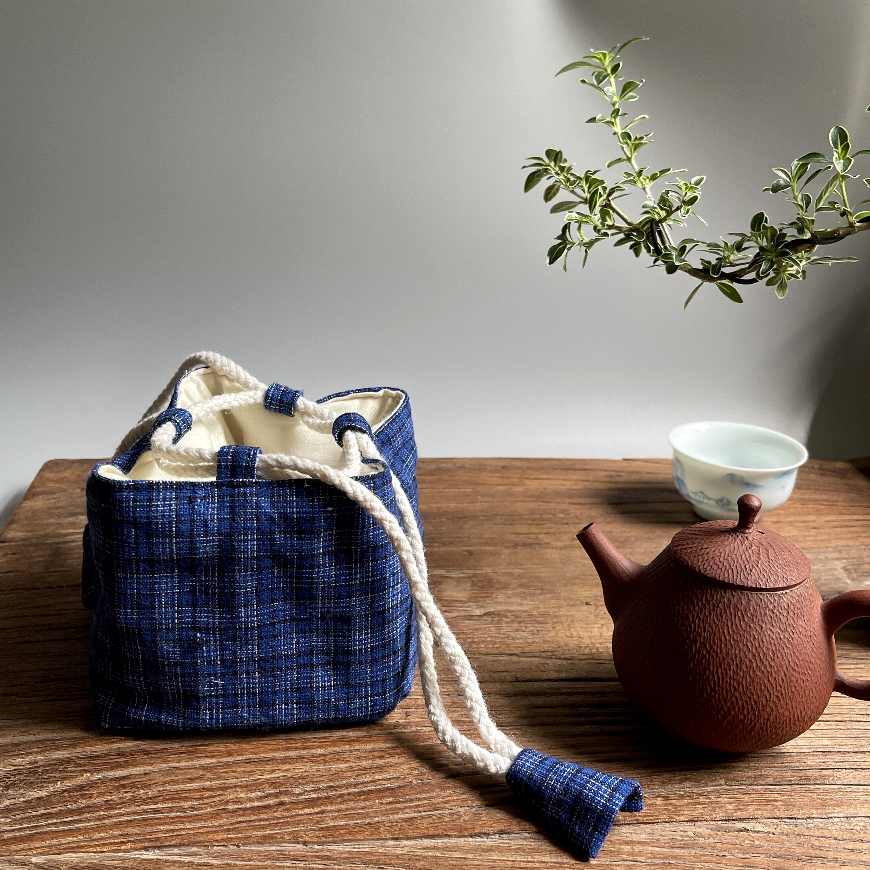 Tea set storage bag pure cotton hand-woven thickened purple sand pot master cup teapot cloth bag