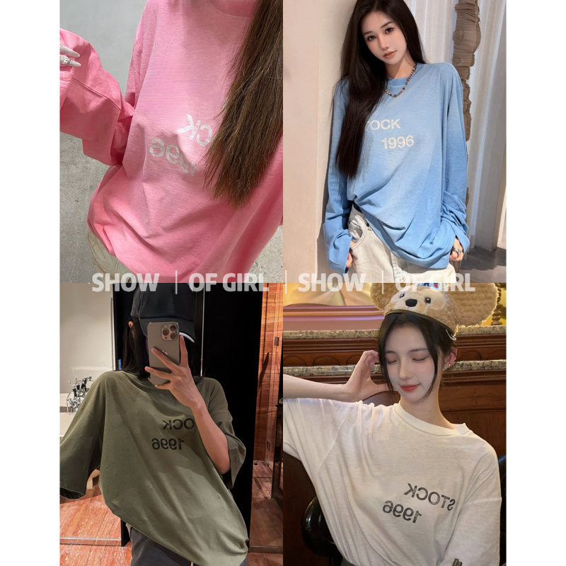 Show of Girl 1996 Classic Reissue! Distinct from Commercially Available Cotton and Linen Custom-Dyed Printed Inkjet Distressed Short-Sleeve Shirts