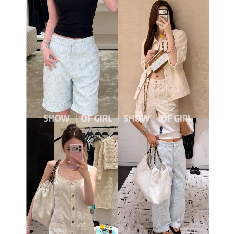 Show of Girl 26m Island Beach Series! Popular Diamond-Patterned Denim Pants/Shirts/Dresses