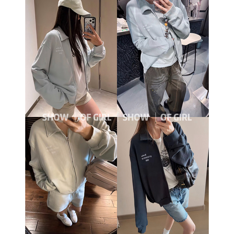 Show of Girl 26Ss Retro and Casual! 1996 Letter Print Distressed Lapel Jacket Long-Sleeved Coat