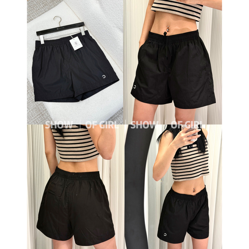 Show of Girl 26S Summer Must-Have! Elastic Drawstring Shorts Black Versatile Thin Sports Pants