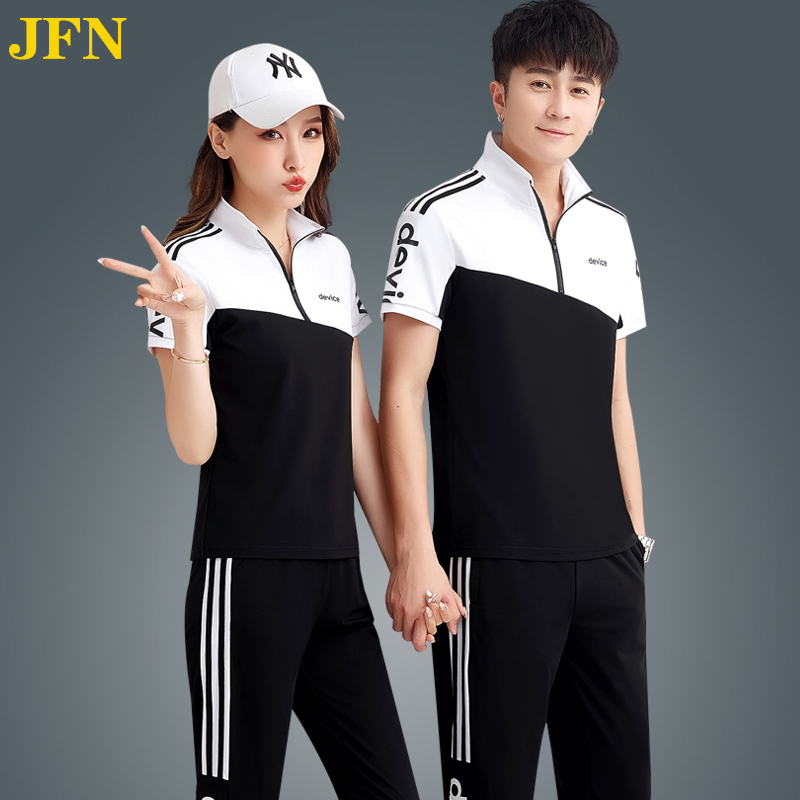 Couple's Sports Suit Summer 2026 New Trendy Summer Wear Ice Silk Short-Sleeved T-Shirt Men's and Women's Casual Sportswear Men