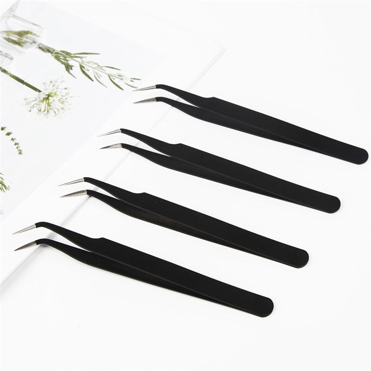 Two-piece set of grafting eyelashes flowering tweezers beauty makeup nail point drill planting eyelash curler special makeup tools