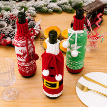 Becai Christmas decoration supplies knitted sweater wine bottle set champagne wine bottle set restaurant bar table decoration