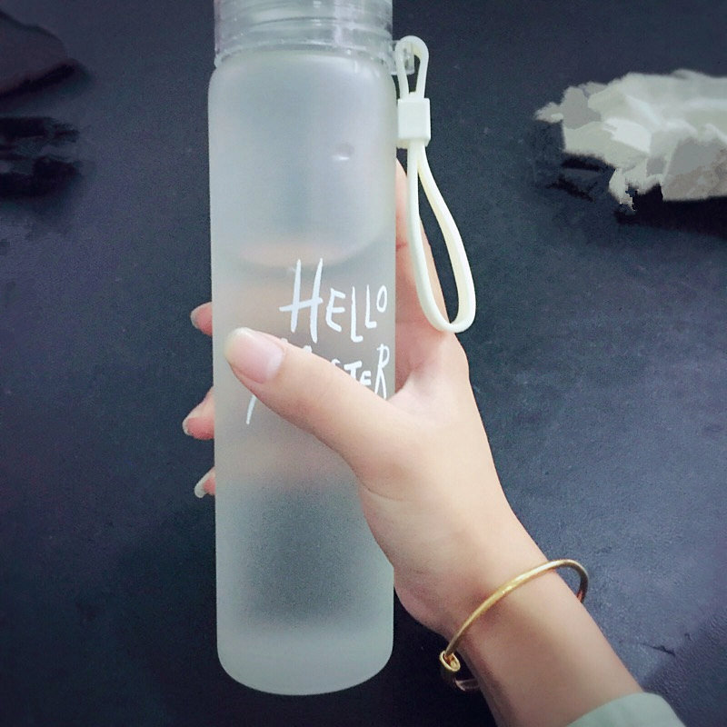 玻璃杯水杯塑料盖学生创意潮流韩版杯子清新韩国女男磨砂可爱透明