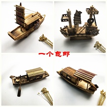 Real wooden small wooden boat model Chinese wind ancient black boat wooden boat wooden sailing fishing boat smooth display ornaments