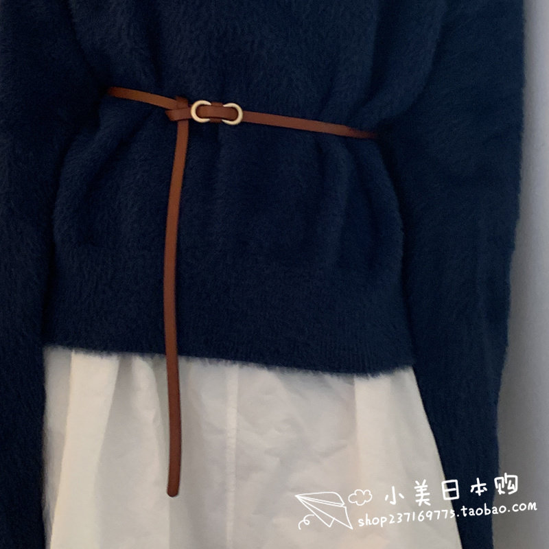 Japan GP official website leather thin belt women's pure cowhide with all-match small belt decoration suit summer autumn winter