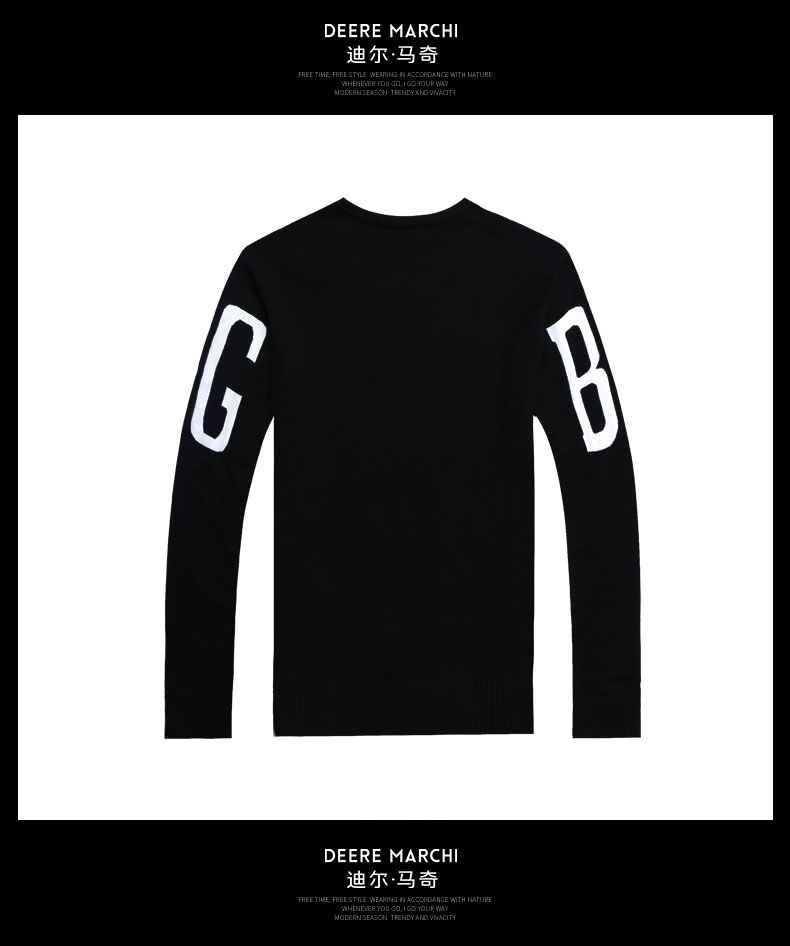 Áo len nam Dilmaqi cổ tròn Áo thun thun mỏng mùa thu nam in chữ dòng quần áo M11656 - Kéo qua hoodie nam