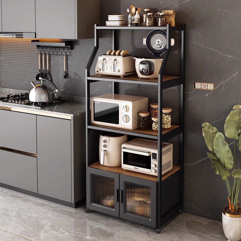 Kitchen Storage Rack, Floor-Standing Multi-Layer Cabinet for Oven, Microwave, Pots, Appliances, Multifunctional Simple Storage Cabinet Kitchen Storage Rack, Floor-Standing Multi-Layer Cabinet for Oven, Microwave, Pots, Appliances, Multifunctional Simple Storage Cabinet