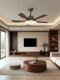 American Mid-Century Style Living Room Fan Lamp Chandelier Retro Walnut Color Dining Room Bedroom Study Silent Fan Chandelier