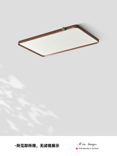 Medieval Style Living Room Ceiling Lamp Full Spectrum Walnut Color Cream Style Headlight Retro Ultra-Thin Bedroom Ceiling Lamp