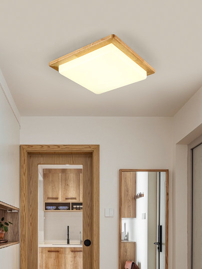 日式阳台灯小吸顶灯led简约现代北欧灯具原木书房入户走廊过道灯