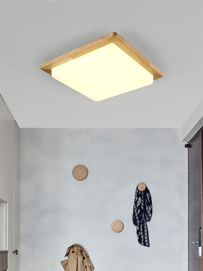 日式阳台灯小吸顶灯led简约现代北欧灯具原木书房入户走廊过道灯