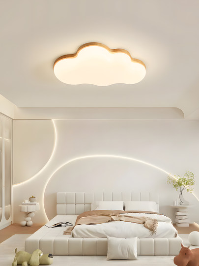 原木奶油风卧室灯儿童房间灯网红云朵全光谱护眼吸顶灯卡通公主灯