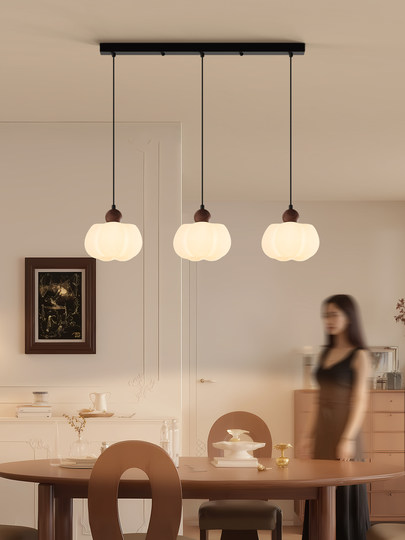 全光谱中古风餐厅南瓜吊灯全光谱原木风日式卧室床头儿童房小吊灯