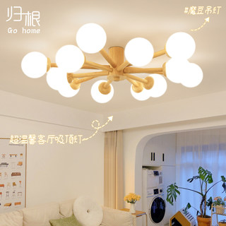 Nordic Magic Bean Living Room Main Light, Natural Wood Style Bedroom Dining Room Ceiling Light, Japanese-Style Solid Wood Led Guangdong Zhongshan Lighting Fixtures