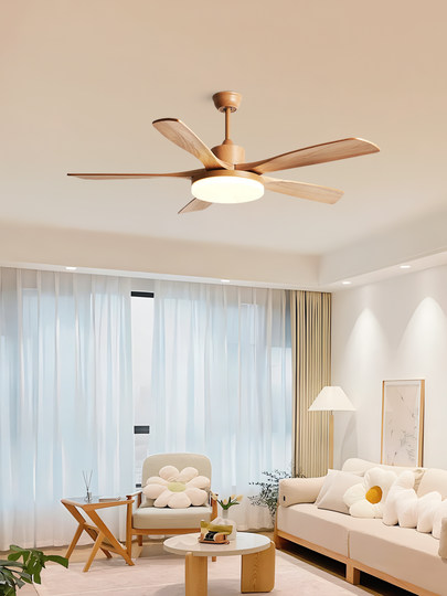归根照明日式原木风扇灯吊扇灯客厅卧室餐厅静音实木风扇吊灯一体