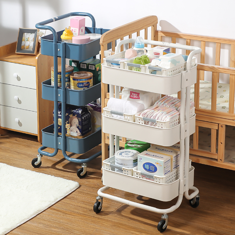 Baby Product Storage Rack, Small Cart, Floor-Standing, Multi-Layer, Mobile, Postpartum, Baby, Newborn, Snack Storage Rack