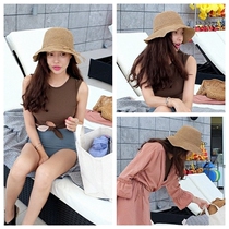 Day Ensemble Devil Beach Hat Butterfly Knot Grass Hat Vacation Foldable Sun Sun Shade Sunscreen Fisherman Hat Woman