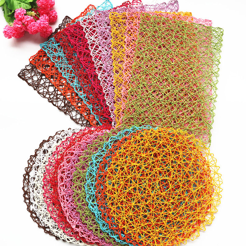 Colored paper rope woven children diy hand made material Kindergarten decoration hanging decoration round rectangular hanging decoration