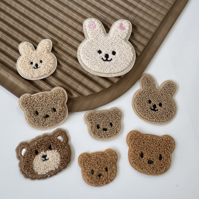 Yazuke Handmade Towel Embroidery Cute Bear Cloth Patch DIY Hair Accessories Bag Handmade Material Accessories