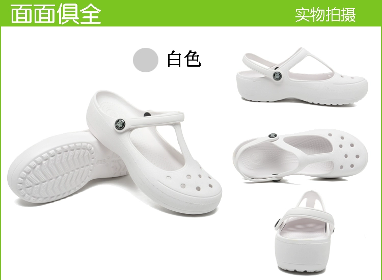 2024 Mới Retro Mary Jane Crocs Y Tá Chuyên Nghiệp Giày Sandal Nữ Chống Trơn Trượt Giày Đi Biển Dày Jelly Giày