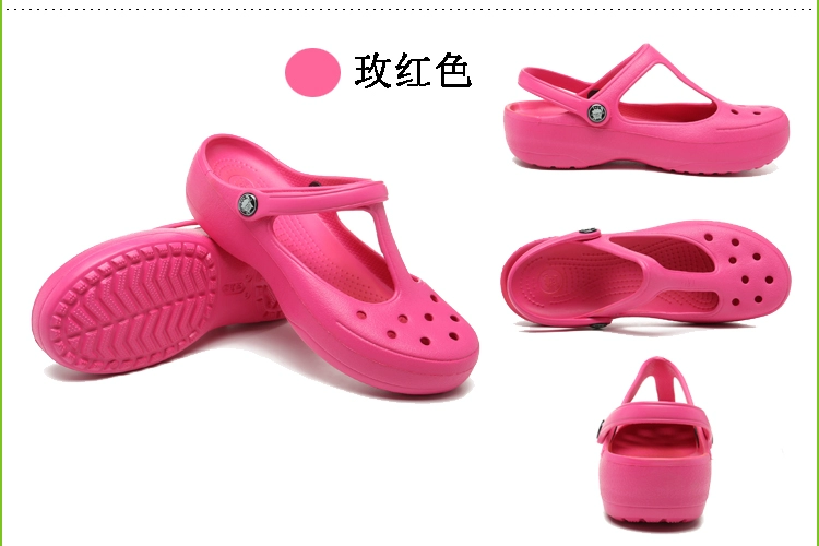 2024 Mới Retro Mary Jane Crocs Y Tá Chuyên Nghiệp Giày Sandal Nữ Chống Trơn Trượt Giày Đi Biển Dày Jelly Giày