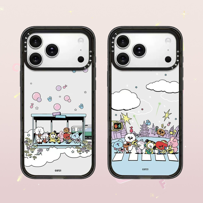 Global Travel Co-Branded Case Suitable for Apple 18Promax Phone Case 16Plus/17Pro/15 Cute Bts (Bts) Bt21 Worldvoyage Celebrity Same Style Anti-Drop