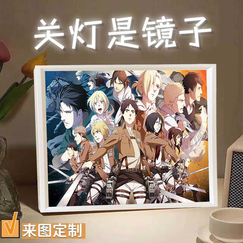 Attack on Titan Mirror Light Painting Eren Mikasa Anime Merchandise Photo Frame Decoration Bedroom Atmosphere Night Light Attack on Titan Mirror Light Painting Eren Mikasa Anime Merchandise Photo Frame Decoration Bedroom Atmosphere Night Light