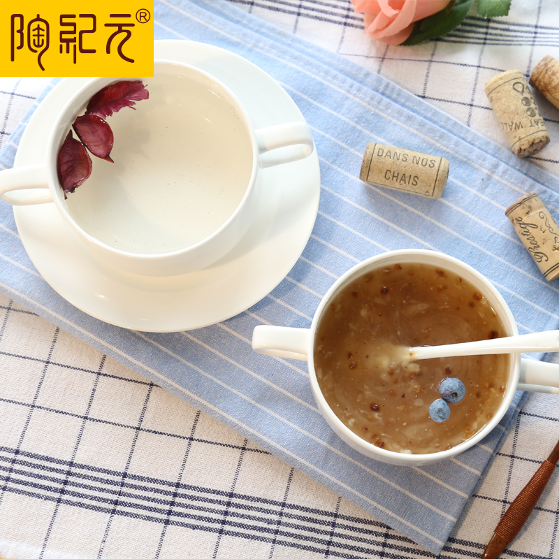 Ipads China ears western dessert bowl of steaming bowl of breakfast cereal bowl egg bird 's nest soup cup ceramics ceramic stew of household
