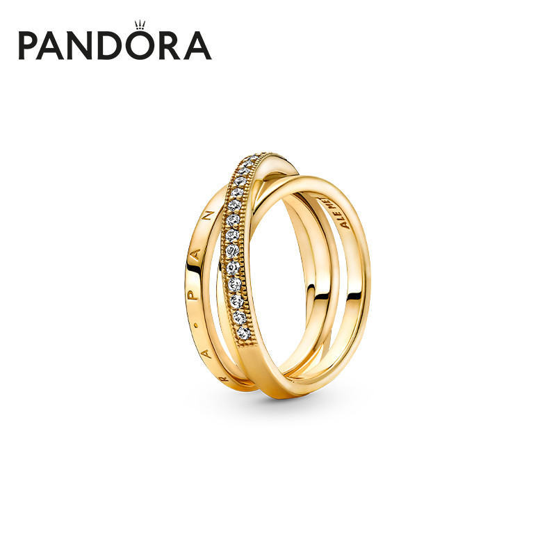 Pandora Pandora inlaid with staggered three-ring rings 169057C01 lovers temperament women