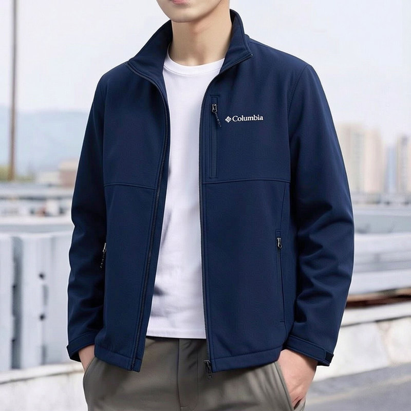 Inter | Colombian Softshell Jacket Men's Outdoor Hiking and Mountaineering Clothing Water-Repellent and Water-Resistant Stand-Up Collar Jacket for Men