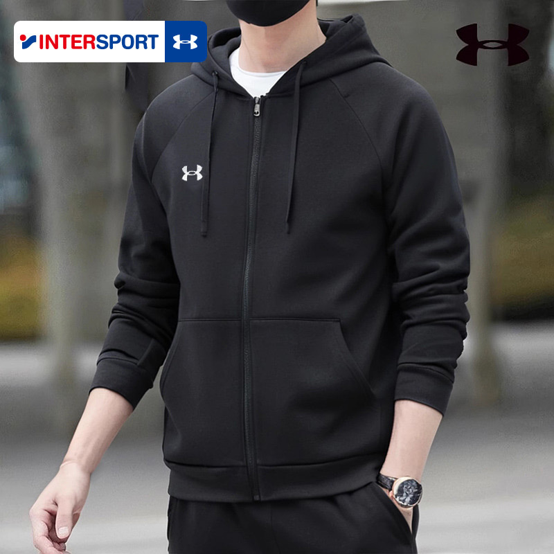 Under Armour Jacket Men's Spring New Long-Sleeved Knitted Hooded Sweatshirt Men's Retro Fleece Jacket Sportswear